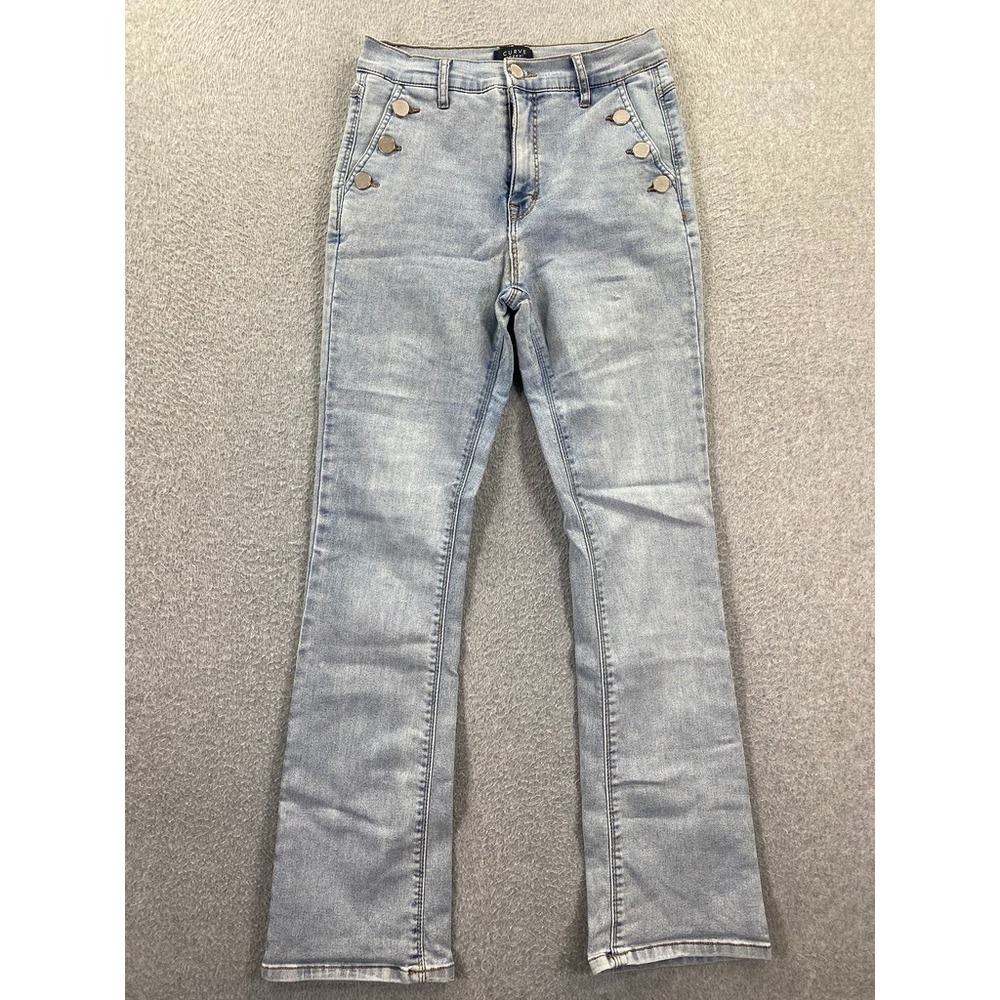 Curve Appeal Jeans Women's‎ 8/29 Blue Bootcut Button Light Wash Denim Jeans